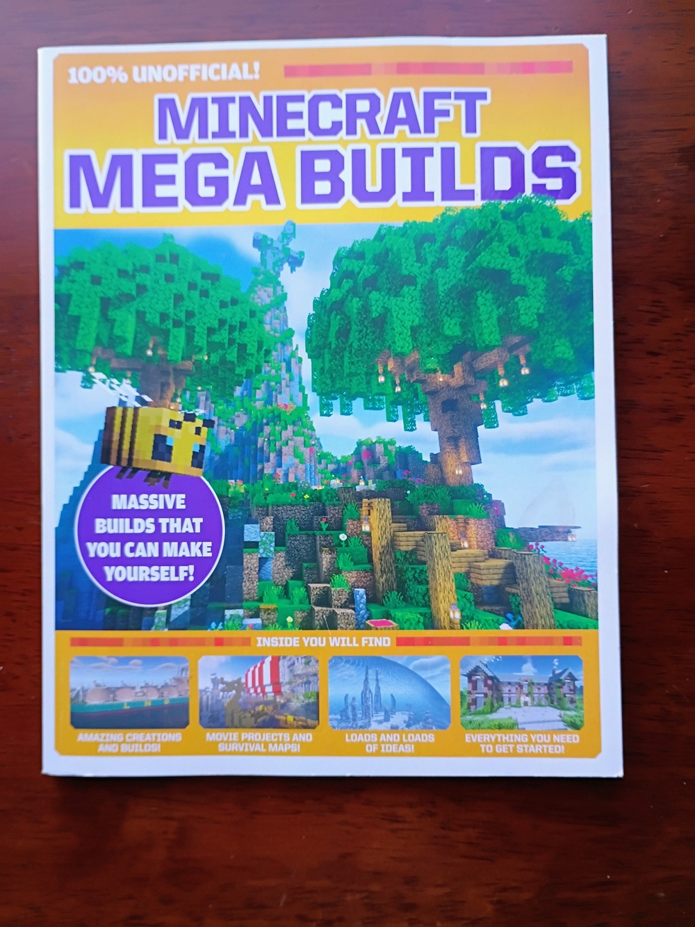 Microsoft Minecraft Mega Builds Book - Purple & Yellow Cover